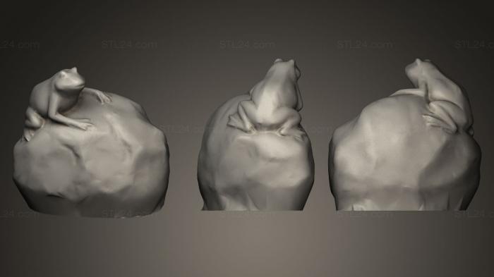 Animal figurines (Frog on a rock, STKJ_0287) 3D models for cnc